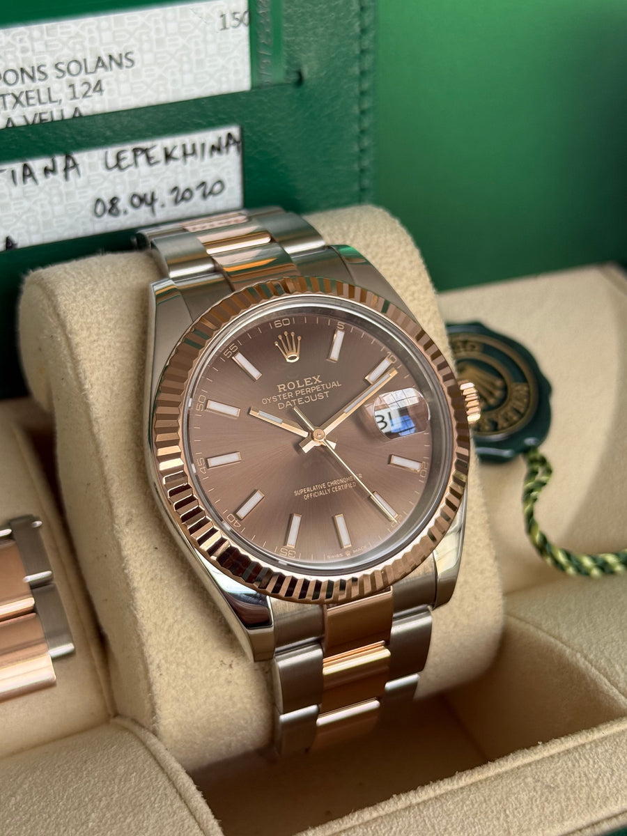Pre-owned Rolex Chocolate 41mm Two Tone 126331 2020 Mint Condition
