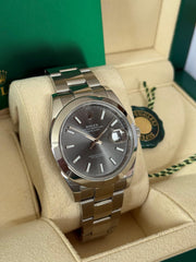 Pre-owned Rolex Datejust 41mm 126300 Rhodium Dial Oyster Strap Smooth Bezel Boxed