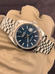 Pre-owned Rolex Datejust 41mm 126334 Discontinued Blue Motif Dial 2023 Full Set