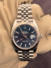 Pre-owned Rolex Datejust 41mm 126334 Discontinued Blue Motif Dial 2023 Full Set