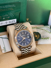 Pre-owned Rolex Datejust 41mm 126334 Discontinued Blue Motif Dial 2023 Full Set