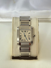 Pre-Owned Cartier Tank Stainless Steel Quartz Midsize 2465 Mint Condition