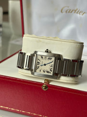 Pre-Owned Cartier Tank Stainless Steel Quartz Midsize 2465 Mint Condition
