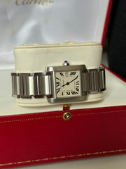 Pre-Owned Cartier Tank Stainless Steel Quartz Midsize 2465 Mint Condition