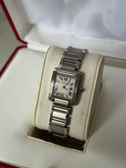 Pre-Owned Cartier Tank Stainless Steel Quartz Midsize 2384 Mint Condition