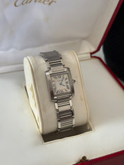 Pre-Owned Cartier Tank Stainless Steel Quartz Midsize 2384 Mint Condition