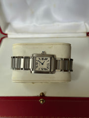 Pre-Owned Cartier Tank Stainless Steel Quartz Midsize 2384 Mint Condition