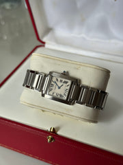 Pre-Owned Cartier Tank Stainless Steel Quartz Midsize 2384 Mint Condition