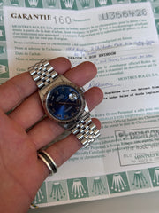 Pre-owned Rolex Datejust 36mm 16234 Blue Roman Dial Jubilee Strap White Gold Bezel Box and Papers
