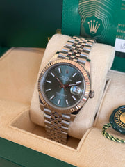 Pre-owned Rolex Datejust 41mm Mint Green Dial 126334 Box and Papers 2024 Mint Jubilee Strap