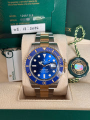 Pre-owned Rolex Submariner Date 126613LB Stainless Steel 2024 Box and Papers Ceramic Bezel