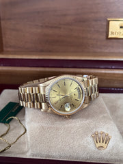 Pre-owned Rolex Daydate 18238 Double Quick Set 18ct Yellow Gold 1990 Box and Papers