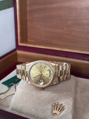 Pre-owned Rolex Daydate 18238 Double Quick Set 18ct Yellow Gold 1990 Box and Papers