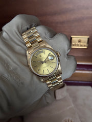 Pre-owned Rolex Daydate 18238 Double Quick Set 18ct Yellow Gold 1990 Box and Papers