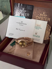 Pre-owned Rolex Daydate 18238 Double Quick Set 18ct Yellow Gold 1990 Box and Papers