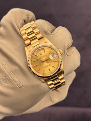 Pre-owned Rolex Daydate 18238 Double Quick Set 18ct Yellow Gold 1990 Box and Papers