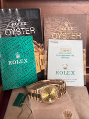 Pre-owned Rolex Daydate 18238 Double Quick Set 18ct Yellow Gold 1990 Box and Papers