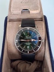 Pre-owned Breitling Superocean Green Dial Rubber Strap AB2020 2022 Box and Papers