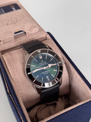 Pre-owned Breitling Superocean Green Dial Rubber Strap AB2020 2022 Box and Papers