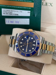 Pre-owned Rolex Submariner 40mm 116613LB Box and Papers Two-Tone