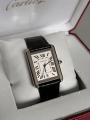Pre-owned Cartier Tank Stainless Steel Gents XL 3800 2016 Box and Papers