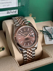 Pre-owned Rolex Datejust 126331 Chocolate Dial Rose Gold Steel Jubilee Strap Fluted Bezel 2016