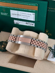 Pre-owned Rolex Datejust 126331 Chocolate Dial Rose Gold Steel Jubilee Strap Fluted Bezel 2016