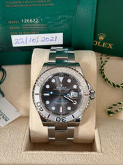 Pre-owned Rolex Yacht-Master 126622 Rhodium Dial 2021 Box and Papers