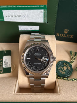 Pre-owned Rolex Datejust II Stainless Steel Oyster Strap Fluted Bezel 2017 Box and Papers