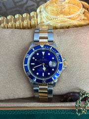 Pre-owned Rolex Submariner Bluesy 16613 Pre-Ceramic 1990 Rare Purple Patina Dial Mint Condition