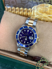 Pre-owned Rolex Submariner Bluesy 16613 Pre-Ceramic 1990 Rare Purple Patina Dial Mint Condition