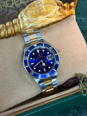 Pre-owned Rolex Submariner Bluesy 16613 Pre-Ceramic 1990 Rare Purple Patina Dial Mint Condition