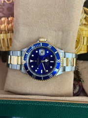 Pre-owned Rolex Submariner Bluesy 16613 Pre-Ceramic 1990 Rare Purple Patina Dial Mint Condition
