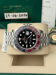 Pre-owned Rolex GMT Master II 126710BLRO 'Pepsi' Jubilee 2024 Unworn Complete UK Set with Purchase Receipt