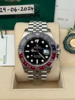 Pre-owned Rolex GMT Master II 126710BLRO 'Pepsi' Jubilee 2024 Unworn Complete UK Set with Purchase Receipt
