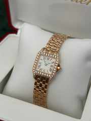 Pre-owned Cartier Demoiselle 20mm 2794 Rose Gold Factory Diamonds 2007 Complete Set