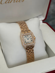 Pre-owned Cartier Demoiselle 20mm 2794 Rose Gold Factory Diamonds 2007 Complete Set