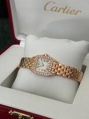 Pre-owned Cartier Demoiselle 20mm 2794 Rose Gold Factory Diamonds 2007 Complete Set