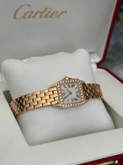 Pre-owned Cartier Demoiselle 20mm 2794 Rose Gold Factory Diamonds 2007 Complete Set