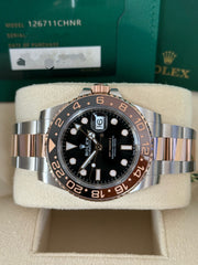 Pre-owned Rolex GMT Master II RootBeer Bi-Metal 126711CHNR 2024 Complete Set Mint Condition