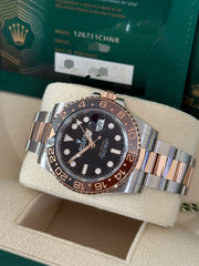 Pre-owned Rolex GMT Master II RootBeer Bi-Metal 126711CHNR 2024 Complete Set Mint Condition