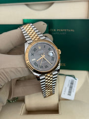 Pre-owned Rolex Datejust 41mm 126333 Wimbledon Dial Yellow Gold Steel Jubilee Strap Fluted Bezel 2024 Complete UK Set