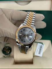 Pre-owned Rolex Datejust 41mm 126333 Wimbledon Dial Yellow Gold Steel Jubilee Strap Fluted Bezel 2024 Complete UK Set