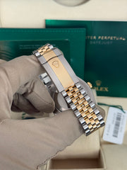 Pre-owned Rolex Datejust 41mm 126333 Wimbledon Dial Yellow Gold Steel Jubilee Strap Fluted Bezel 2024 Complete UK Set