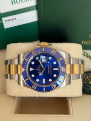 Pre-owned Rolex Submariner Bluesy 40mm Two Tone 116613LB 2019 Mint Condition Complete Set
