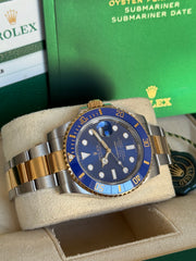 Pre-owned Rolex Submariner Bluesy 40mm Two Tone 116613LB 2019 Mint Condition Complete Set