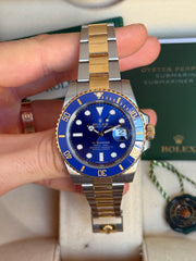Pre-owned Rolex Submariner Bluesy 40mm Two Tone 116613LB 2019 Mint Condition Complete Set
