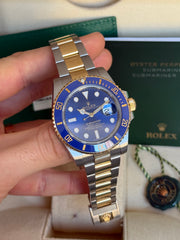 Pre-owned Rolex Submariner Bluesy 40mm Two Tone 116613LB 2019 Mint Condition Complete Set