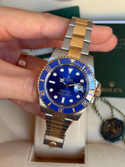 Pre-owned Rolex Submariner Bluesy 40mm Two Tone 116613LB 2019 Mint Condition Complete Set