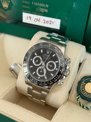 Pre-owned Rolex Daytona 116500LN Stainless Steel 2021 Box and Papers Mint Condition